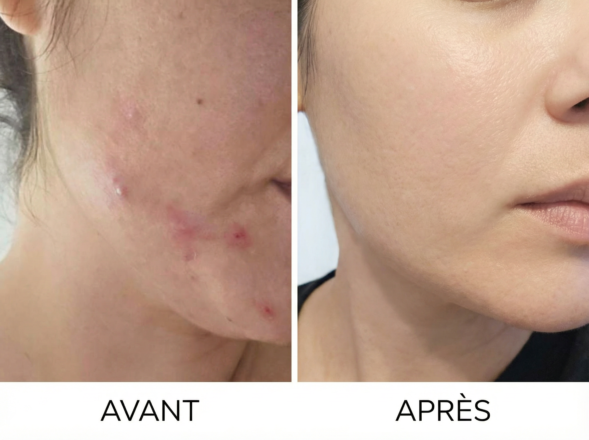 Avant/Après traitement naturel au gant exfoliant en soie de la marque  Candysilk