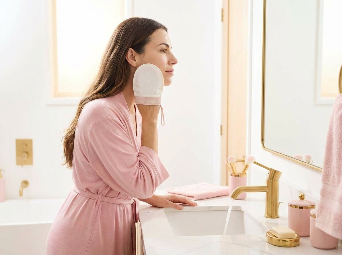 Gant exfoliant en soie pour visage