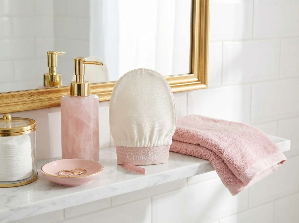 Gant exfoliant en soie pour visage